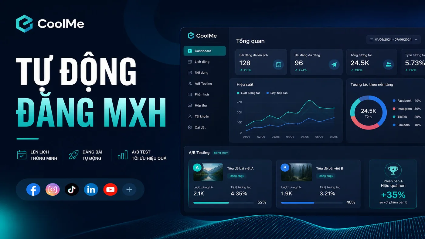 Tự Động Đăng Bài Mạng Xã Hội: Lịch, A/B, Insight