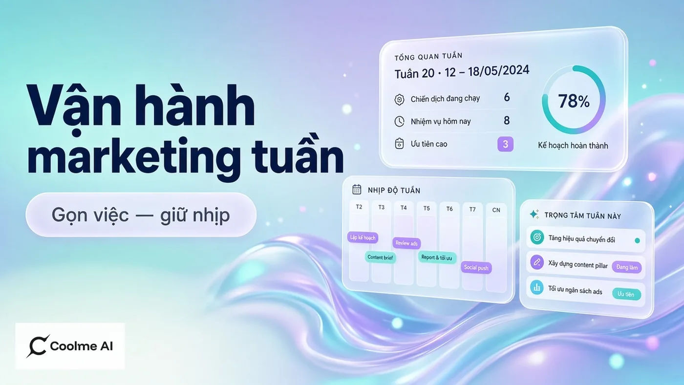 Quy trình vận hành marketing tuần với CoolMe: ít hỗn loạn hơn