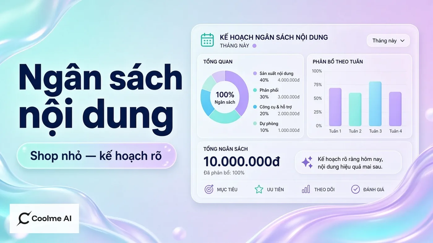 Ngân sách nội dung hàng tháng cho shop nhỏ: chỗ CoolMe giúp