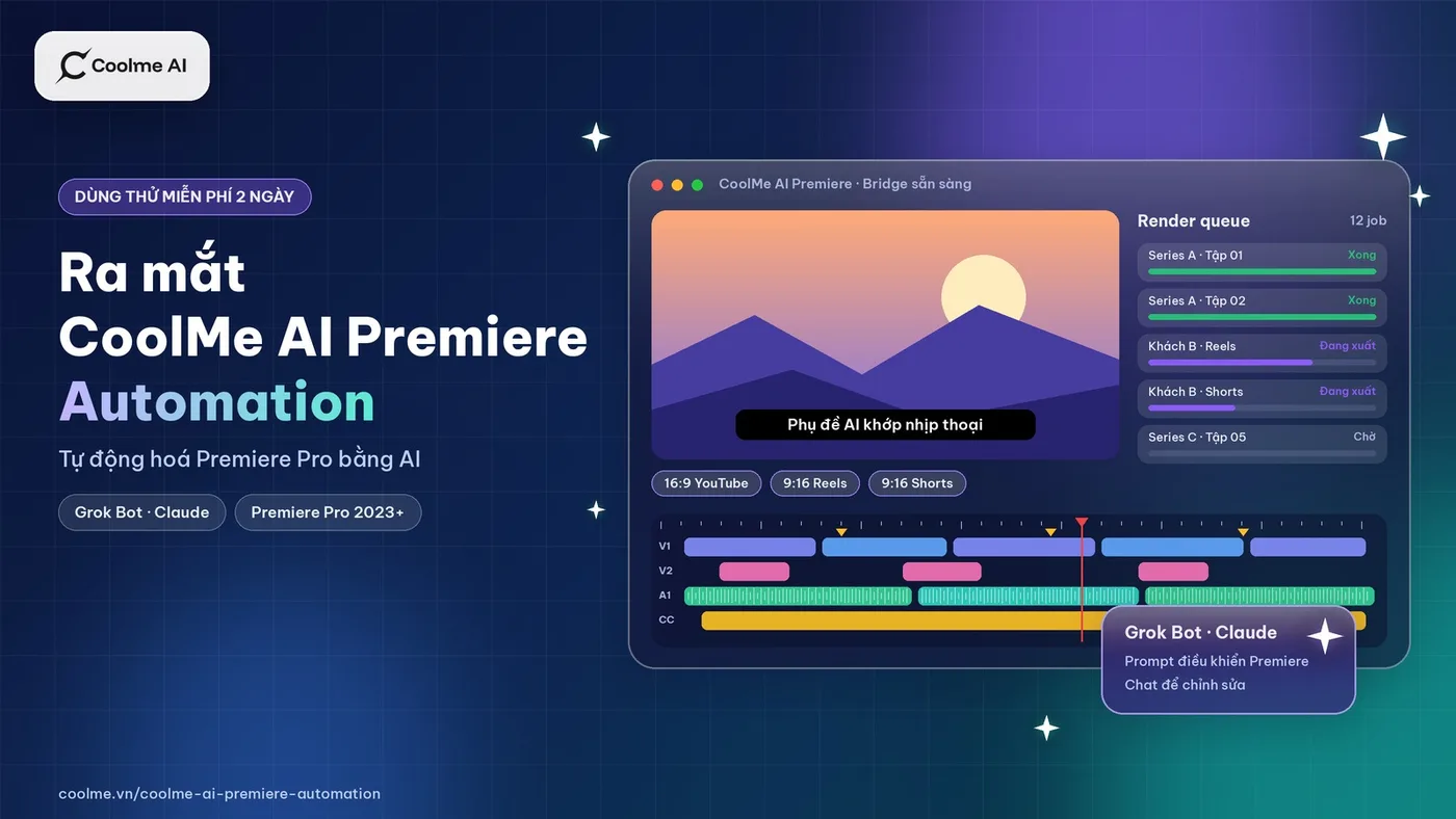 Ra mắt CoolMe AI Premiere Automation: điều khiển Premiere Pro bằng AI