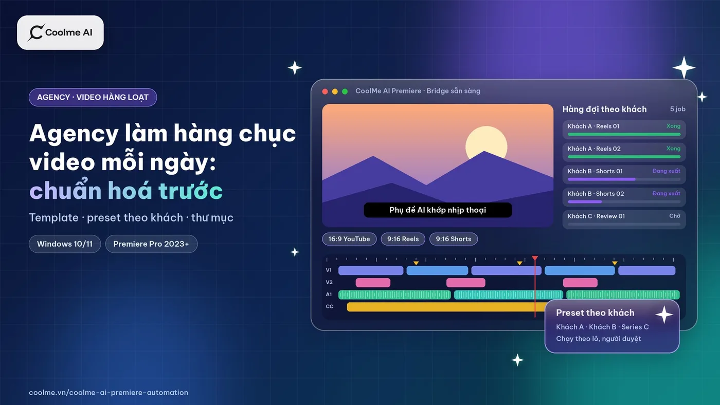 Agency làm hàng chục video ngắn mỗi ngày: chuẩn hoá template và preset trước khi giao cho AI