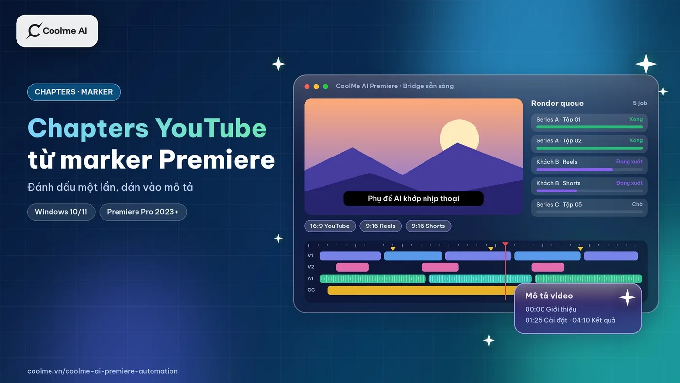 Chapters YouTube từ marker trong Premiere: đánh dấu một lần, dán vào mô tả