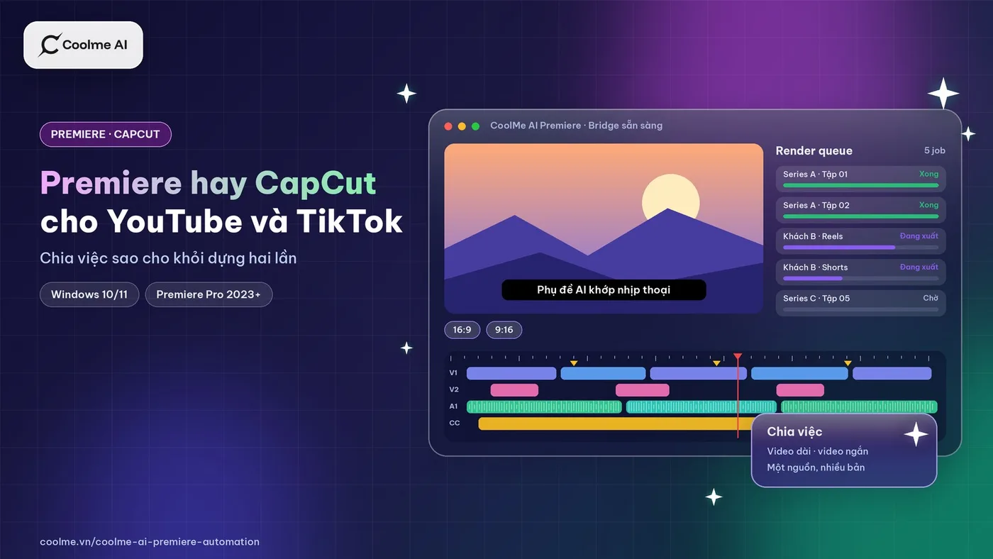 Premiere Pro hay CapCut khi làm cả YouTube lẫn TikTok: chia việc thế nào cho đỡ làm hai lần