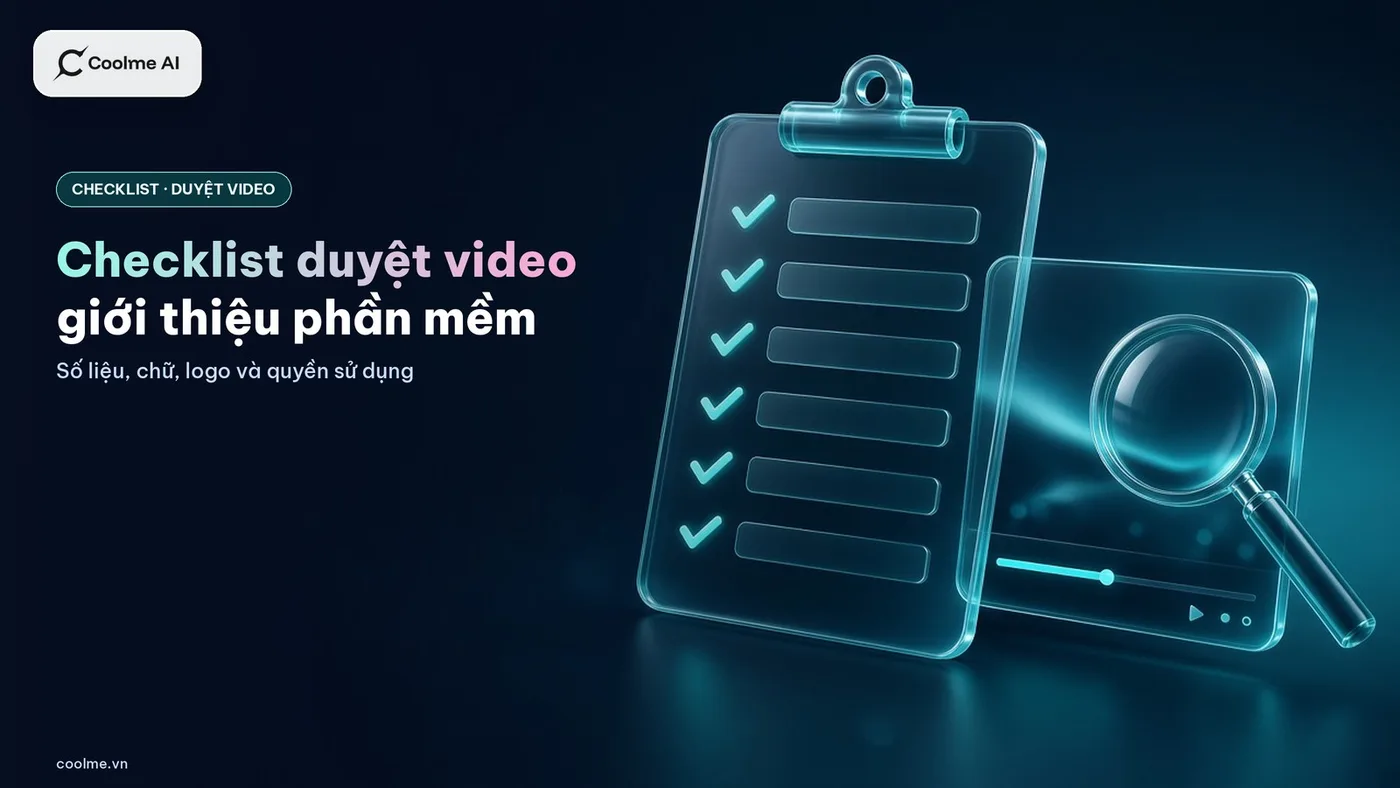 Checklist duyệt video giới thiệu phần mềm làm bằng AI: số liệu, chữ, logo và quyền sử dụng