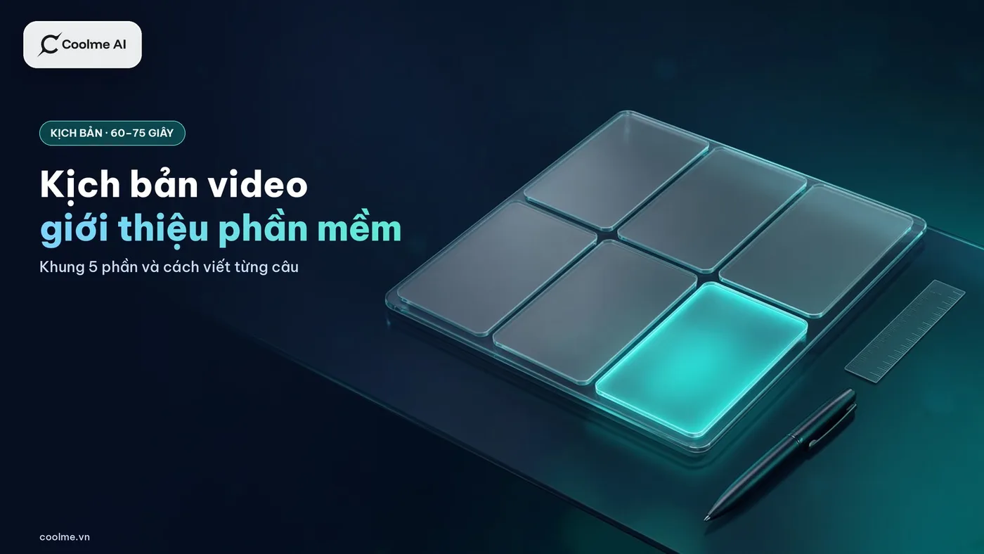 Kịch bản video giới thiệu phần mềm 60–75 giây: khung 5 phần và cách viết từng câu