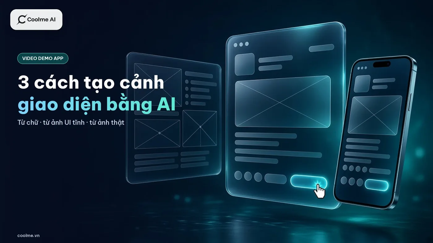Ba cách tạo cảnh giao diện cho video demo app bằng AI: từ chữ, từ ảnh UI tĩnh, từ ảnh sản phẩm thật